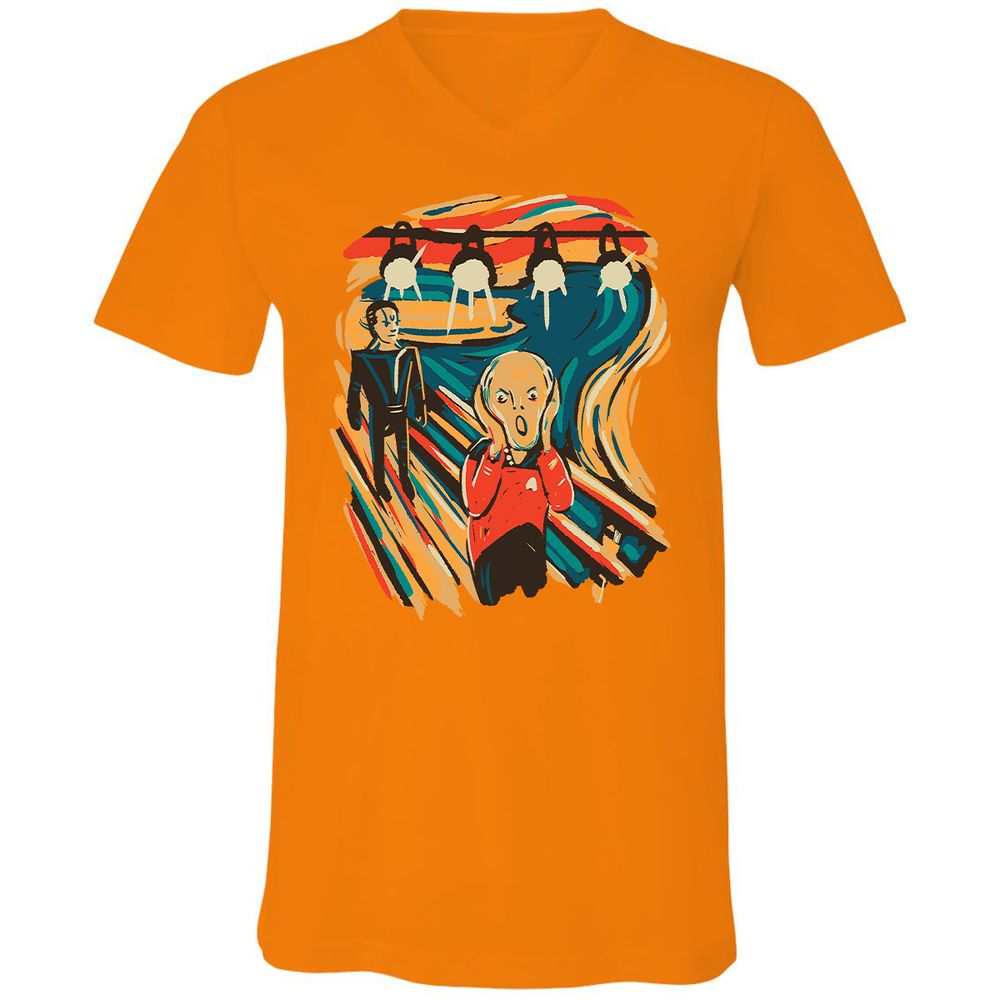 Unisex V-Neck T-Shirt - B2C6BUCT - Orange - 11