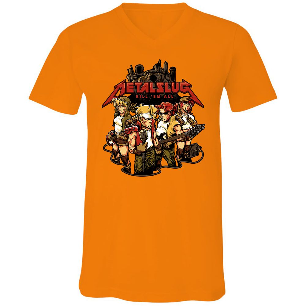 Unisex V-Neck T-Shirt - 9J1E4TKR - Orange - 11