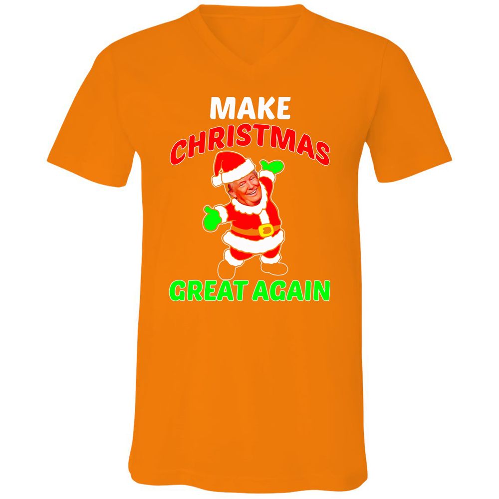 Unisex V-Neck T-Shirt - BJ3ZJHX2 - Orange - 11