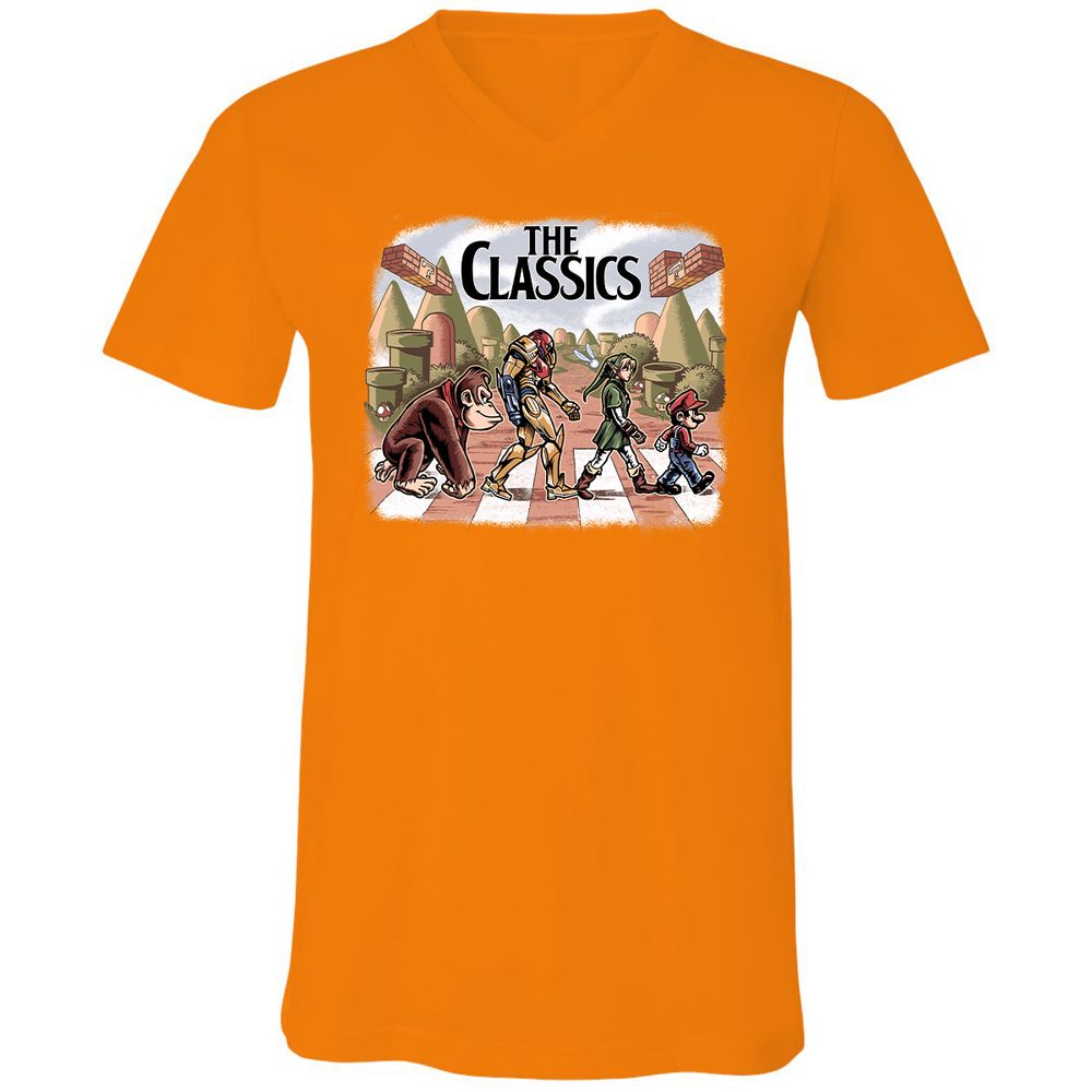 Unisex V-Neck T-Shirt - S9NRU7DJ - Orange - 11