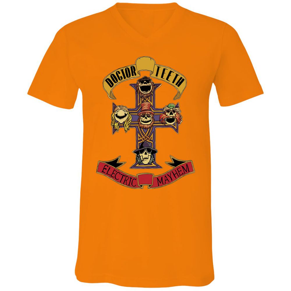 Unisex V-Neck T-Shirt - FYJ7Z9G5 - Orange - 11
