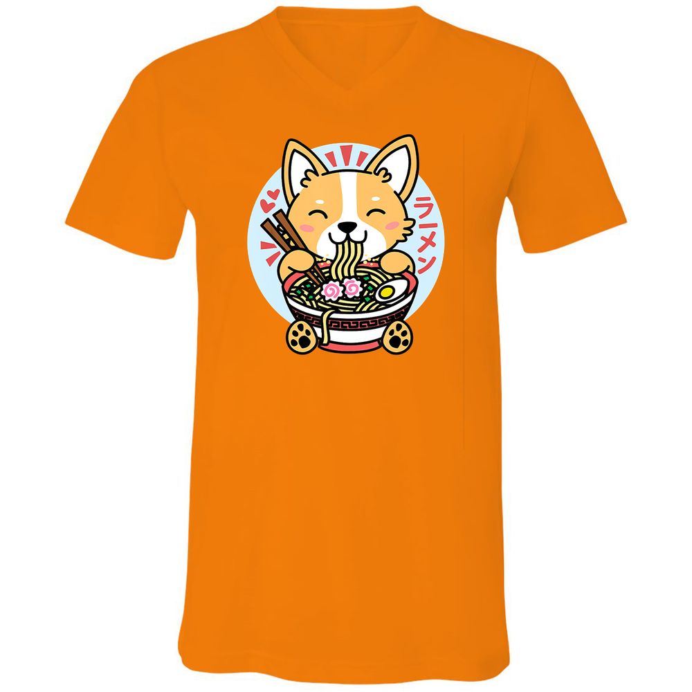 Unisex V-Neck T-Shirt - 6H2FKG3E - Orange - 11