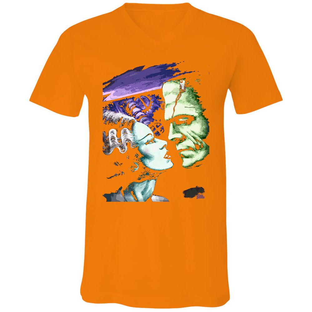 Unisex V-Neck T-Shirt - 8FCJXLRW - Orange - 11