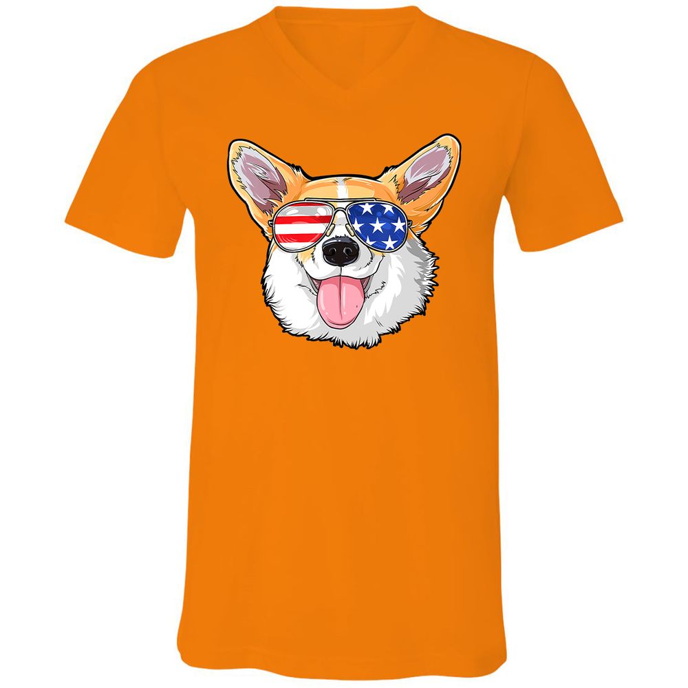 Unisex V-Neck T-Shirt - Z7UHBU8C - Orange - 11