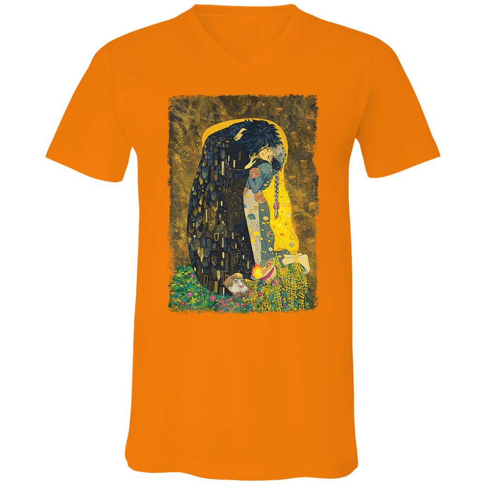 Unisex V-Neck T-Shirt - GDFURXM7 - Orange - 11