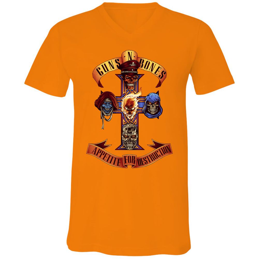 Unisex V-Neck T-Shirt - B4HSGPCG - Orange - 11