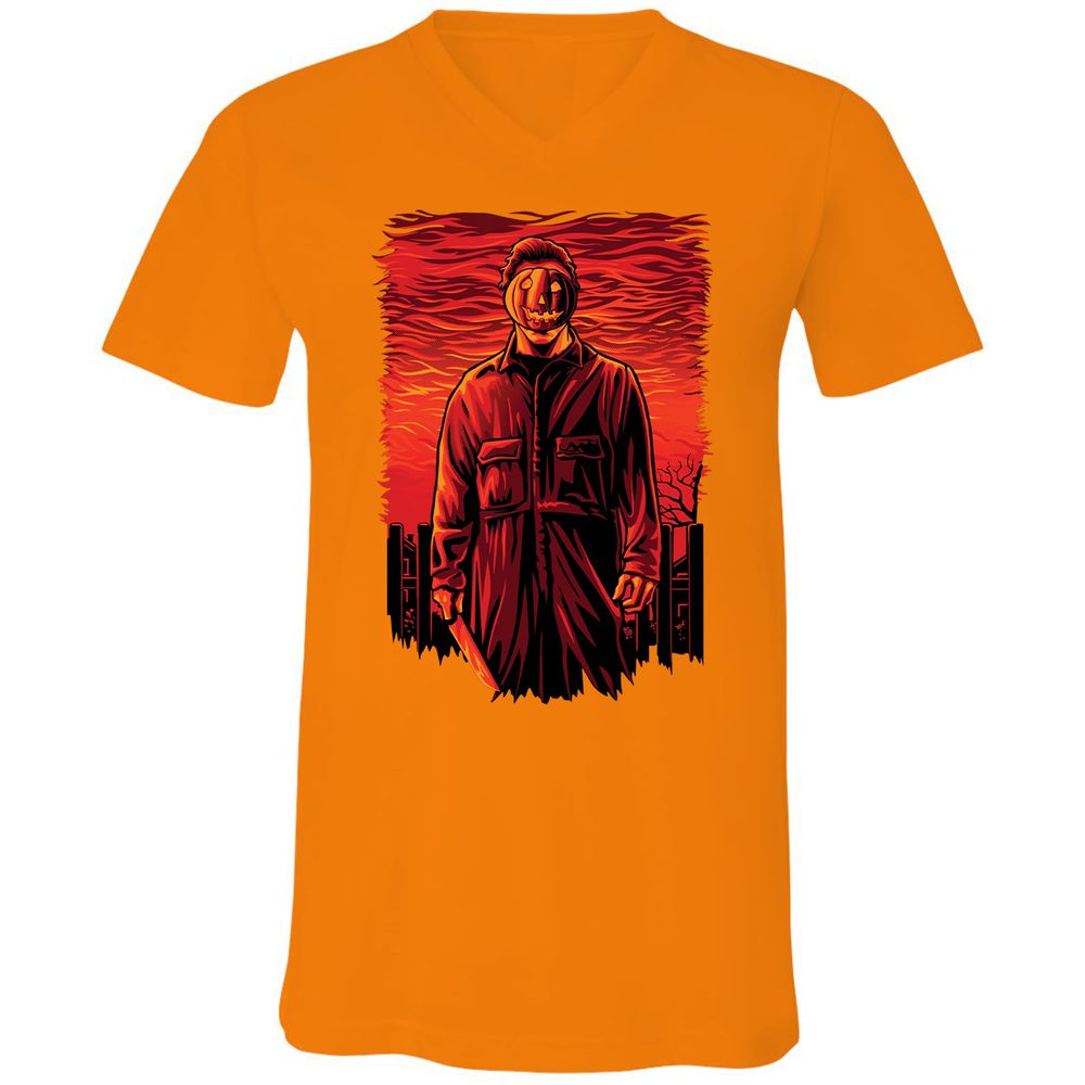 Unisex V-Neck T-Shirt - F22K7U5P - Orange - 11