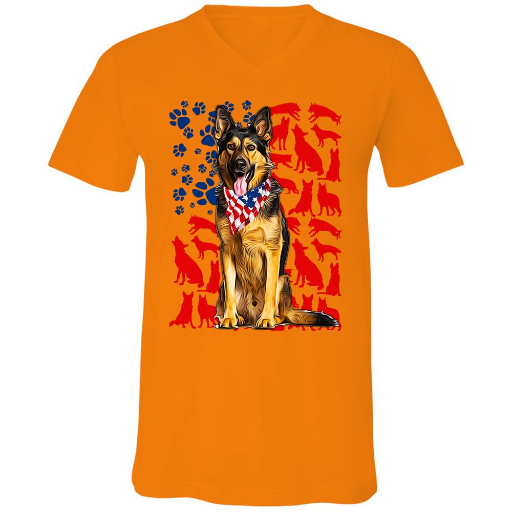 Unisex V-Neck T-Shirt - WANEWJS7 - Orange - 11