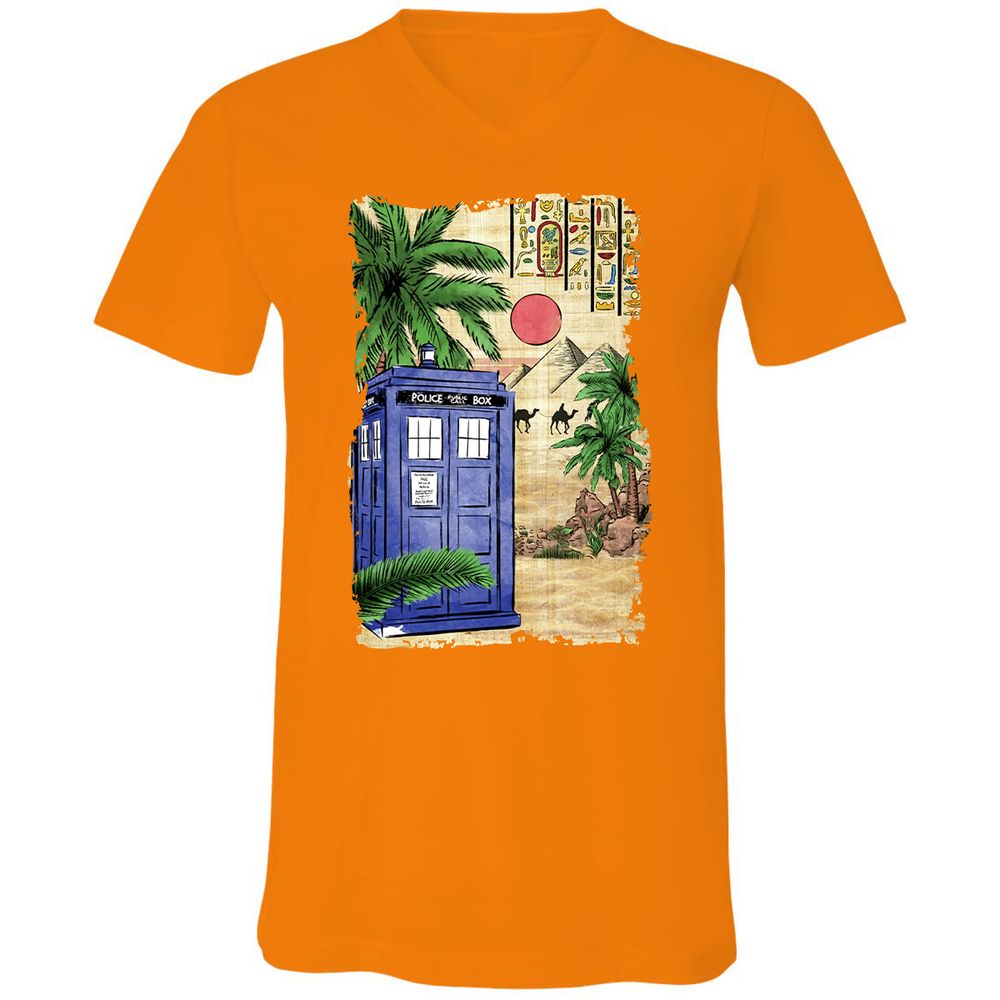 Unisex V-Neck T-Shirt - 5MP4BHL2 - Orange - 11