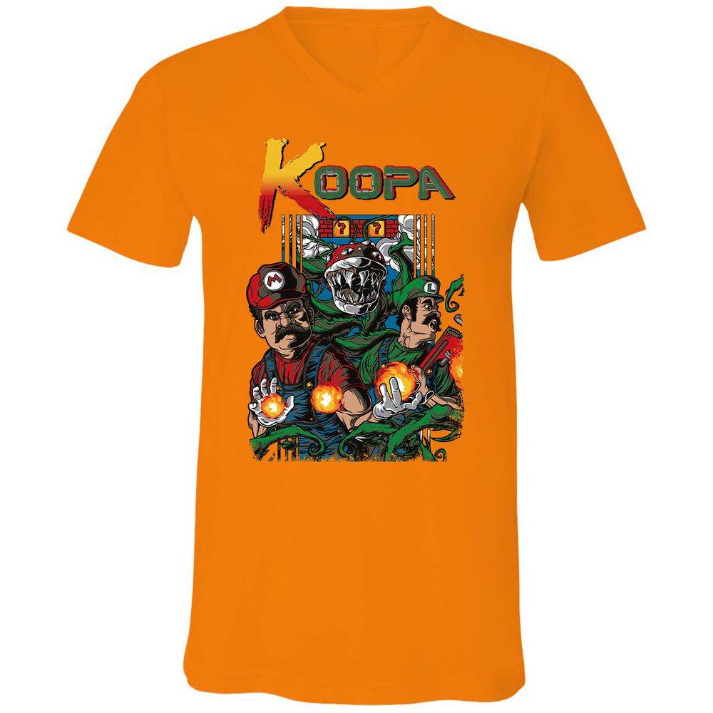 Unisex V-Neck T-Shirt - 6WBJA89B - Orange - 11