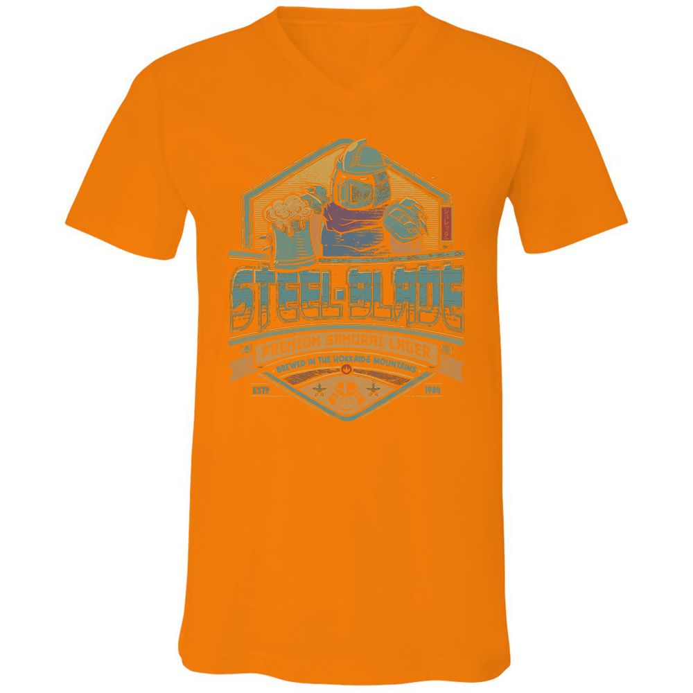 Unisex V-Neck T-Shirt - CQ81CDZS - Orange - 11