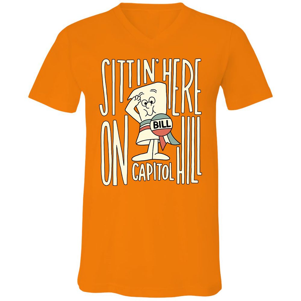 Unisex V-Neck T-Shirt - P8MMKY8J - Orange - 11