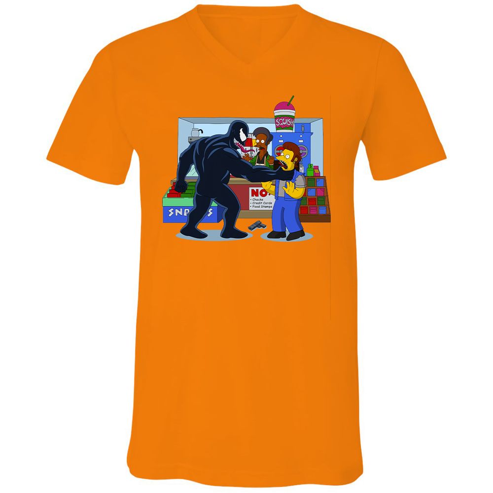 Unisex V-Neck T-Shirt - MQZKJBHY - Orange - 11