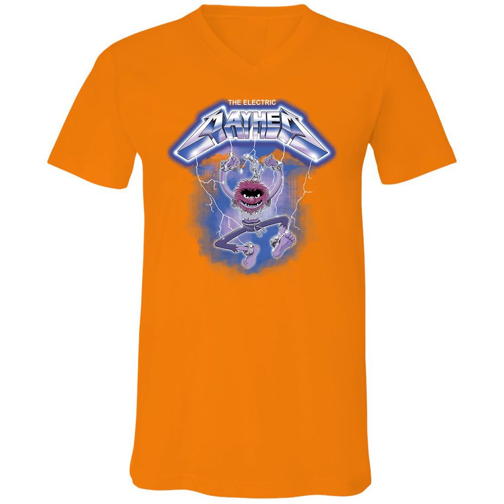 Unisex V-Neck T-Shirt - XW5RCYJD - Orange - 11