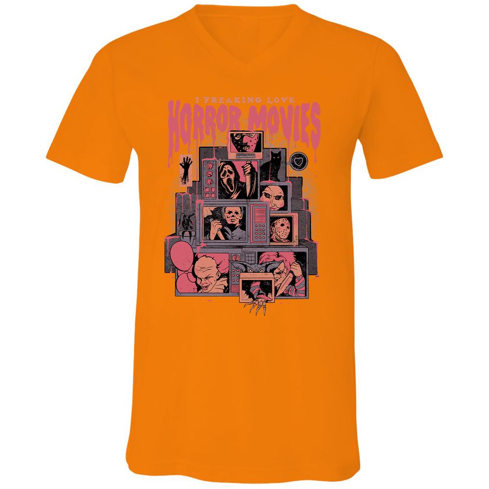 Unisex V-Neck T-Shirt - FFGGDW45 - Orange - 11