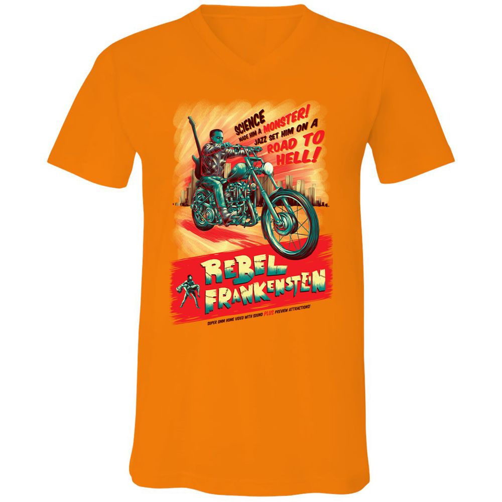Unisex V-Neck T-Shirt - HRCUGJ5P - Orange - 11
