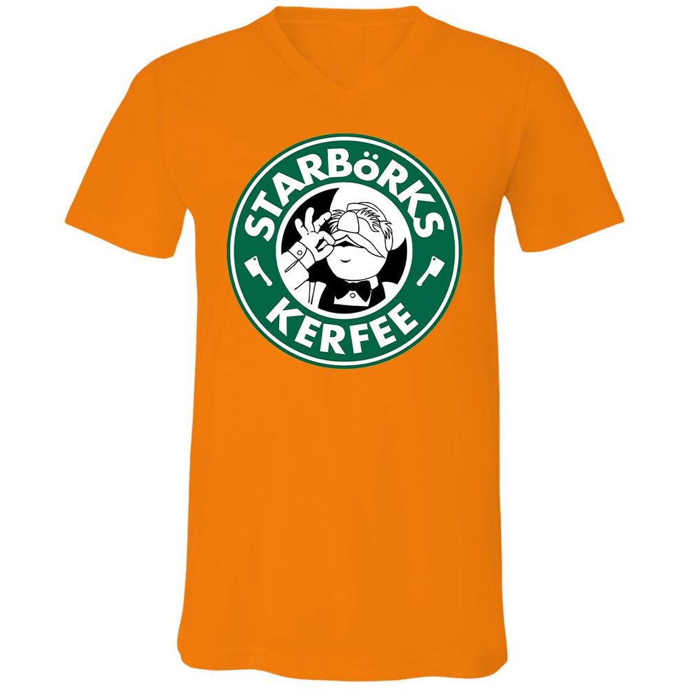Unisex V-Neck T-Shirt - QQ3H45JH - Orange - 11
