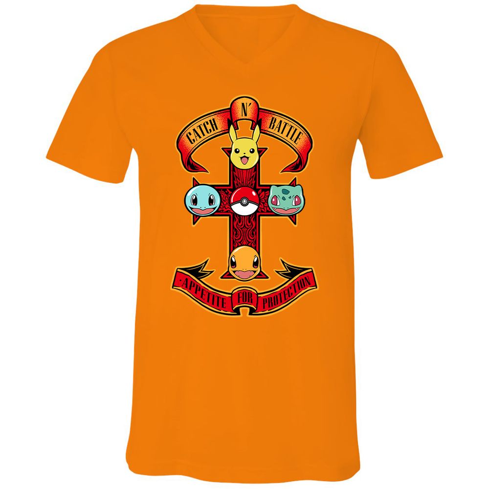 Unisex V-Neck T-Shirt - RQGW6E1V - Orange - 11