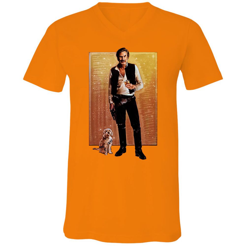 Unisex V-Neck T-Shirt - EBH8B4KZ - Orange - 11