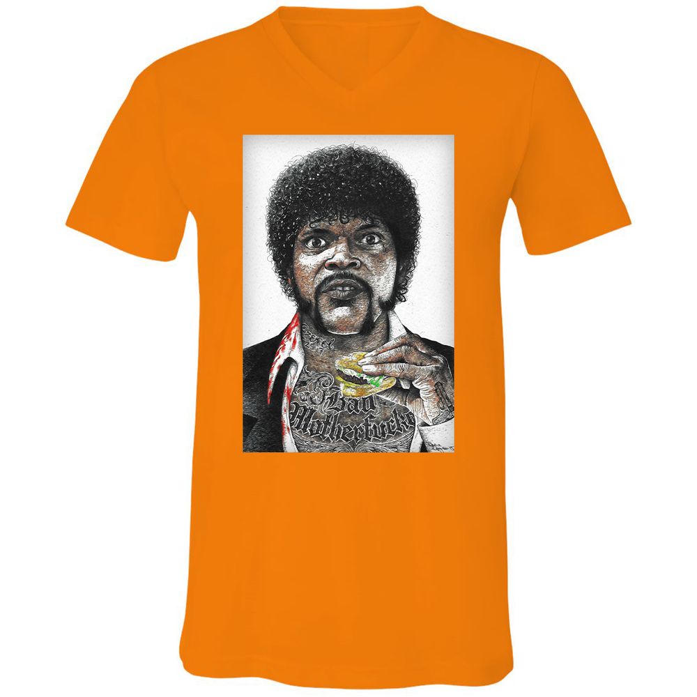 Unisex V-Neck T-Shirt - CPZUPYF4 - Orange - 11