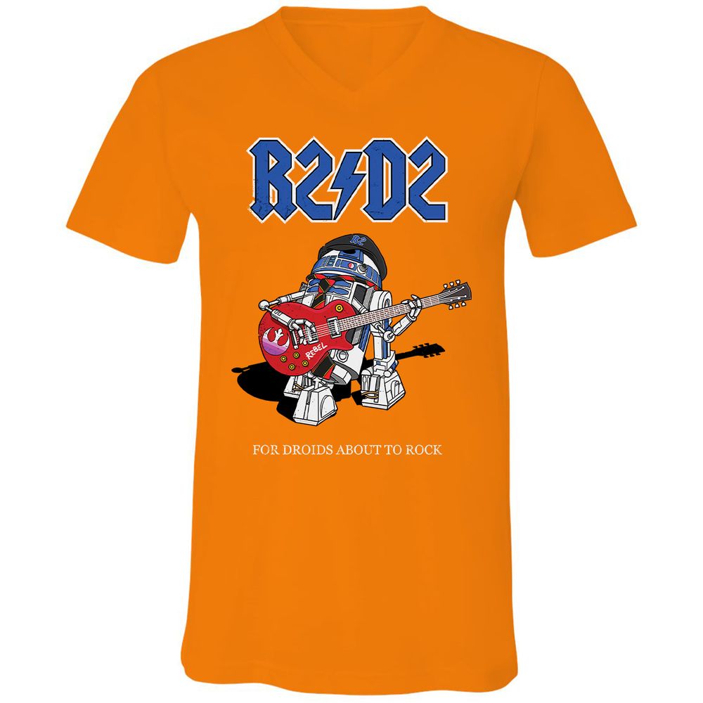Unisex V-Neck T-Shirt - R6AH9U7V - Orange - 11