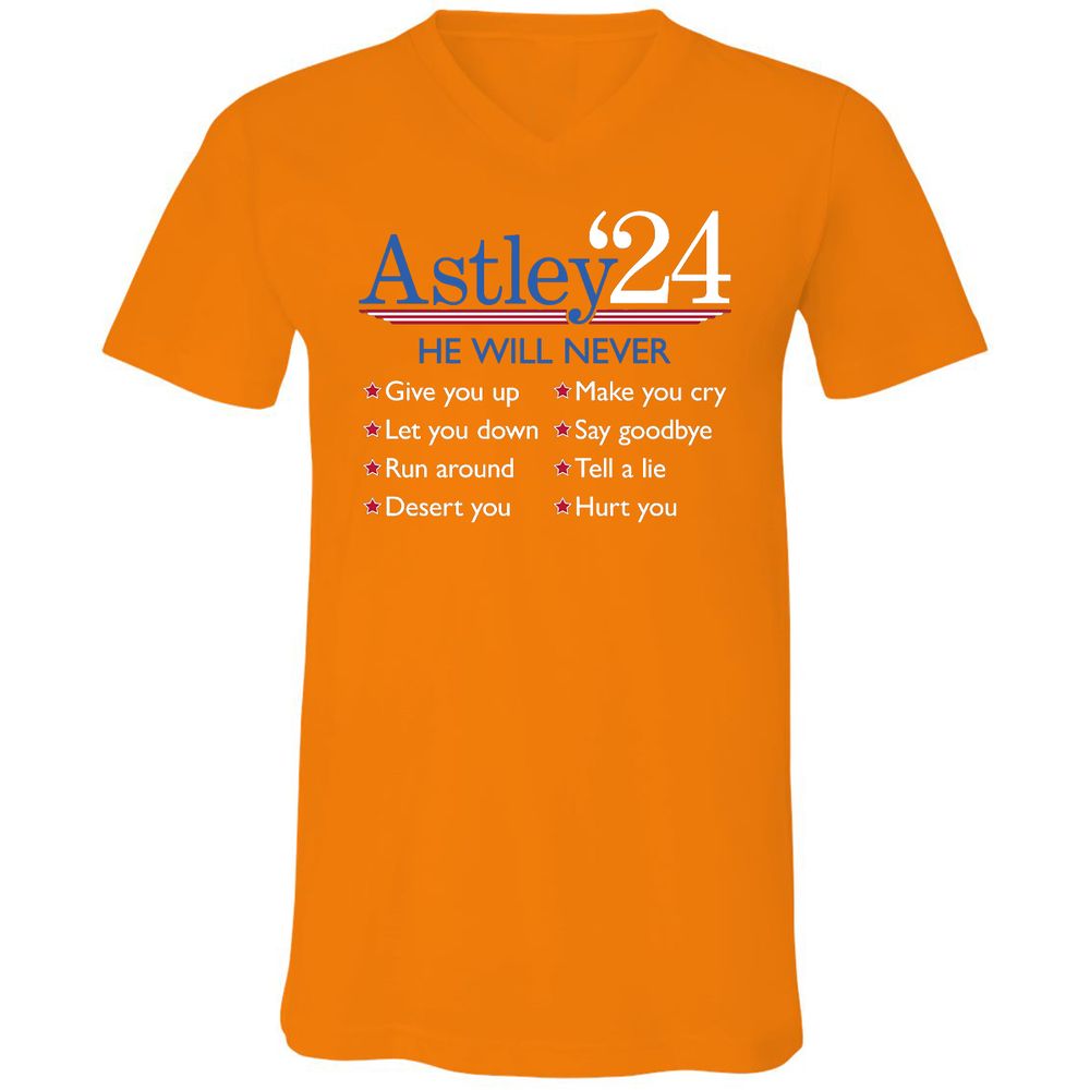 Unisex V-Neck T-Shirt - YCU4QJHC - Orange - 11