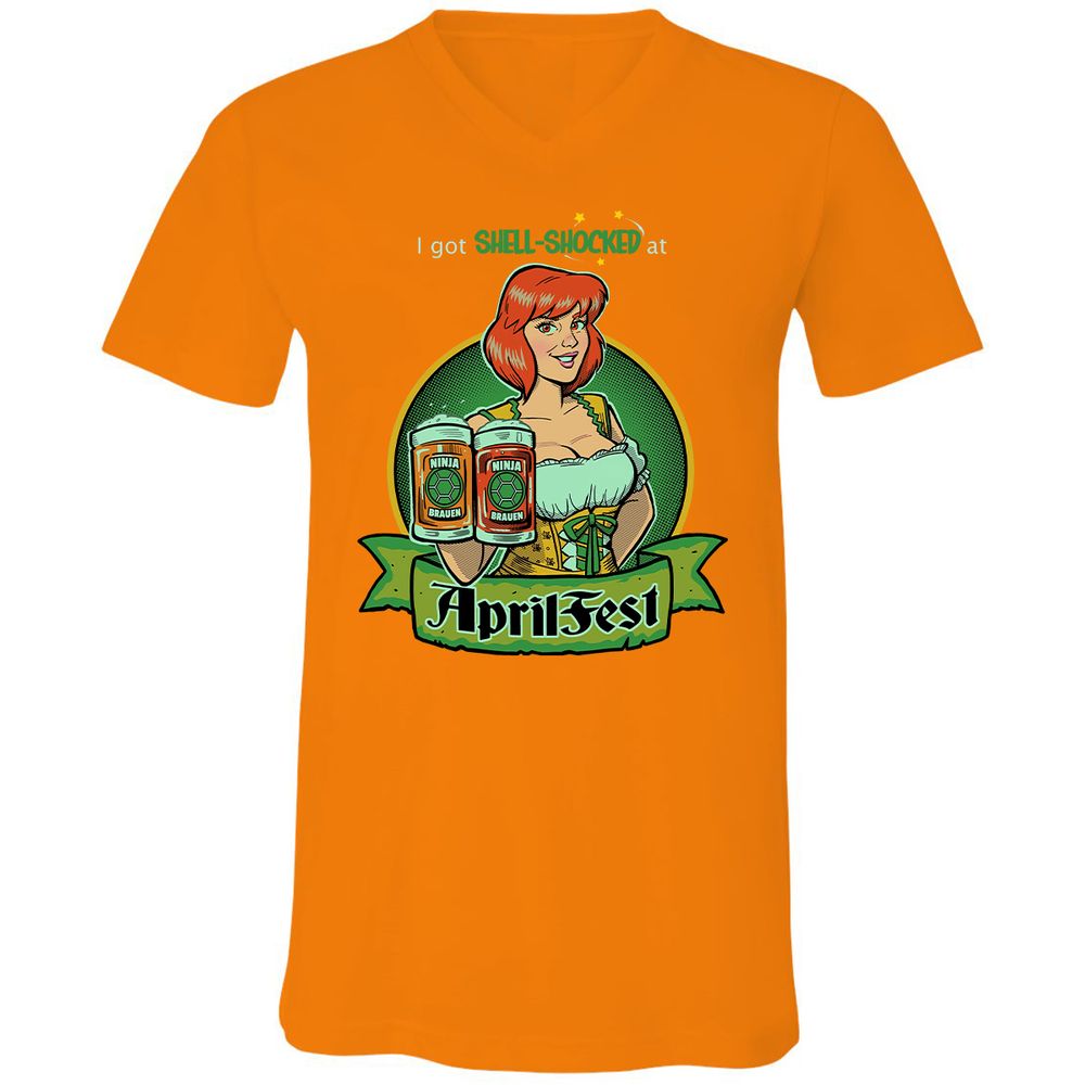 Unisex V-Neck T-Shirt - SFK6RA27 - Orange - 11