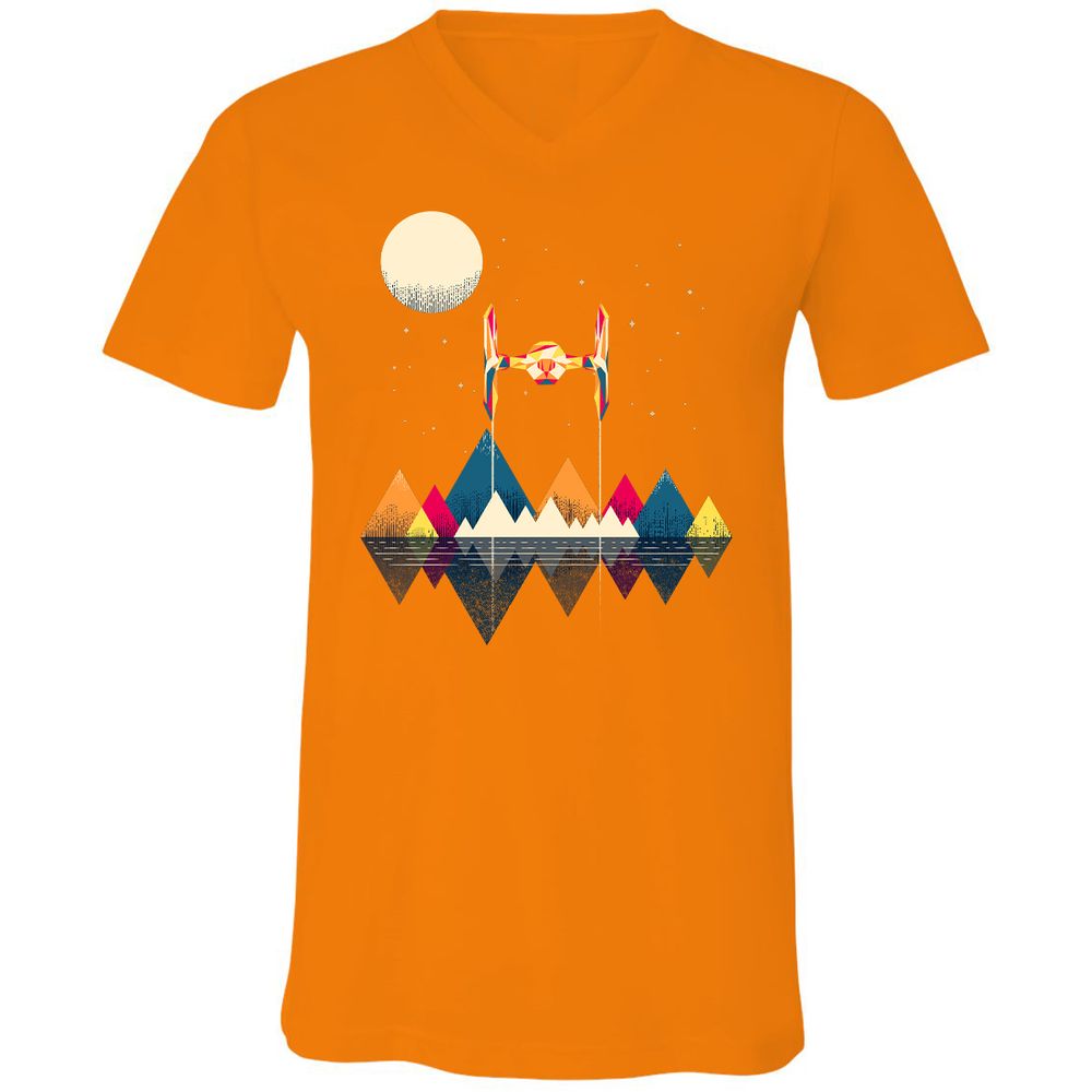 Unisex V-Neck T-Shirt - NPQAH1K7 - Orange - 11