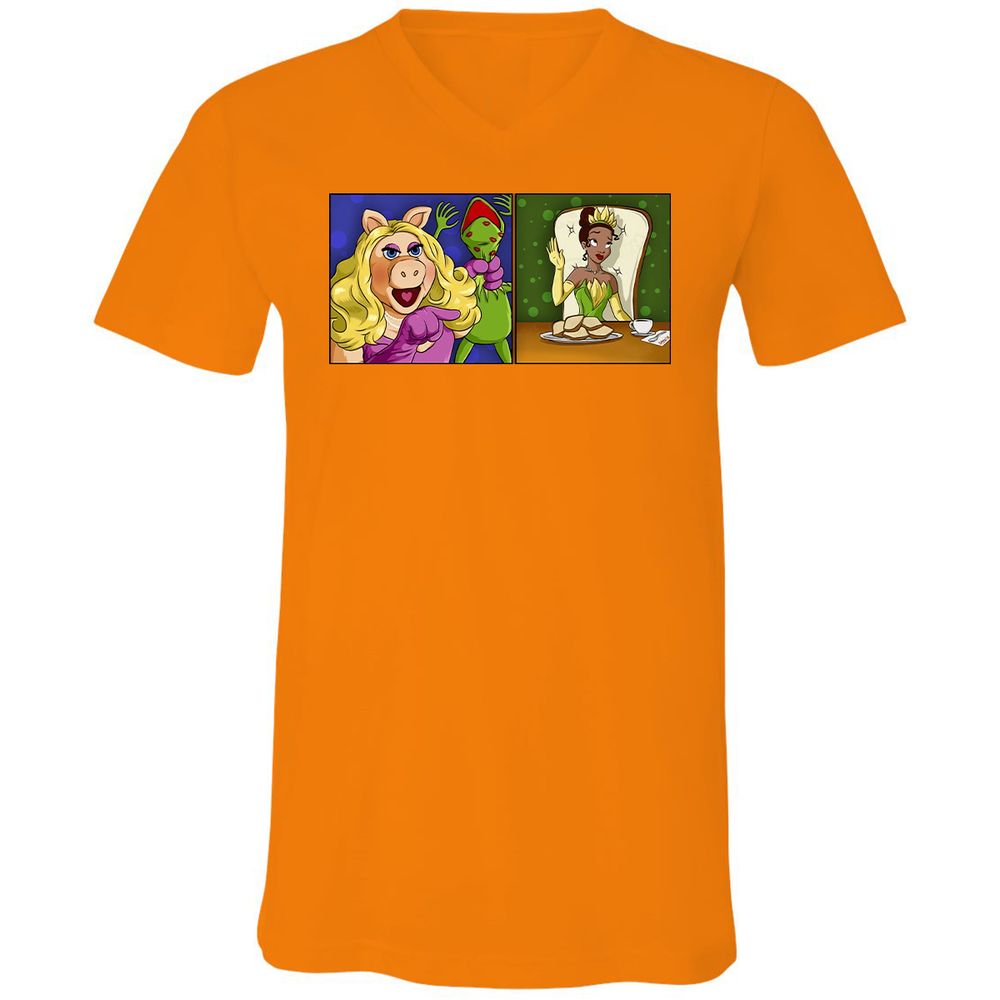 Unisex V-Neck T-Shirt - VQTRLJ47 - Orange - 11