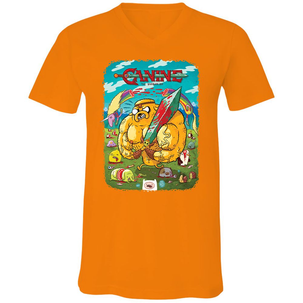 Unisex V-Neck T-Shirt - 4C6LXY9K - Orange - 11