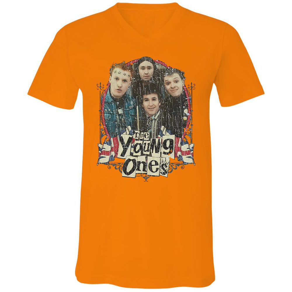Unisex V-Neck T-Shirt - FBQXRT5H - Orange - 11