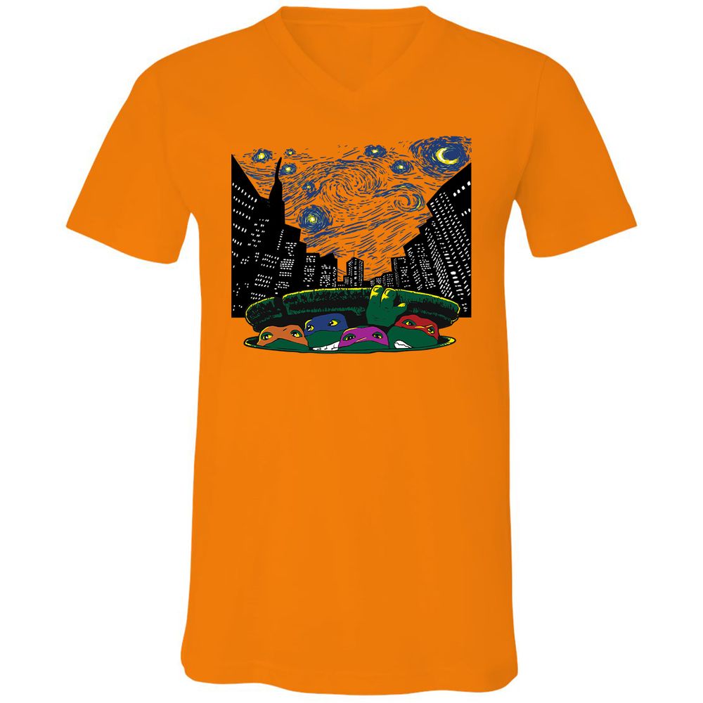 Unisex V-Neck T-Shirt - RBDQT7AU - Orange - 11