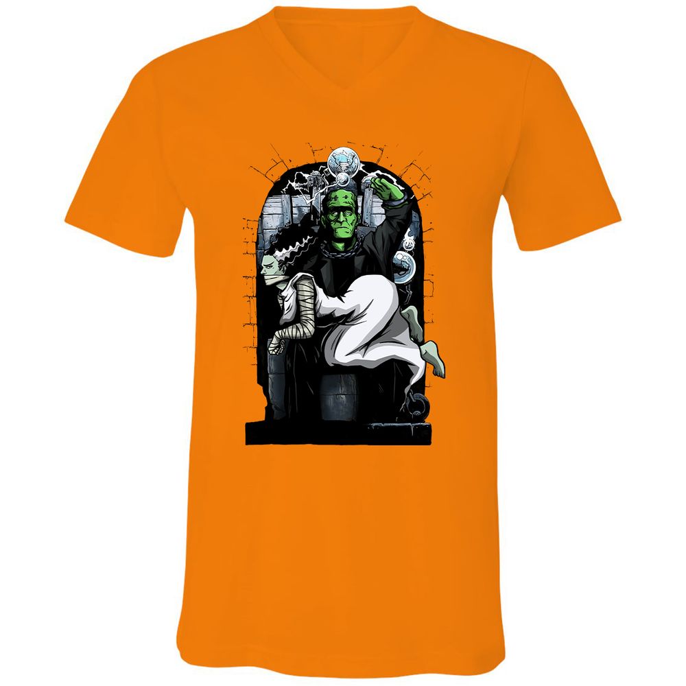 Unisex V-Neck T-Shirt - WPXDVVKU - Orange - 11