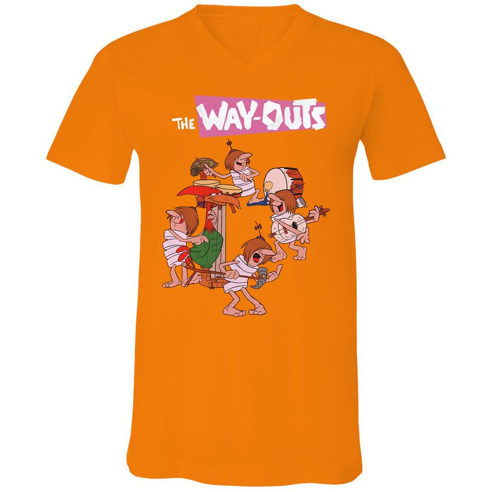 Unisex V-Neck T-Shirt - KMYB6ZJQ - Orange - 11