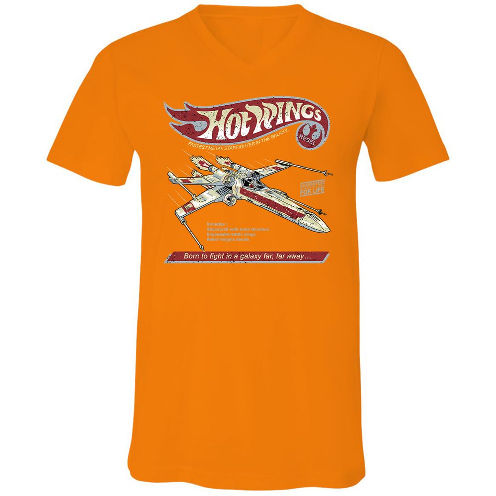 Unisex V-Neck T-Shirt - Y9KK1TAH - Orange - 11