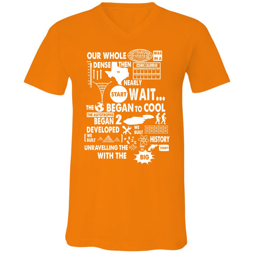 Unisex V-Neck T-Shirt - 7UFVHU83 - Orange - 11