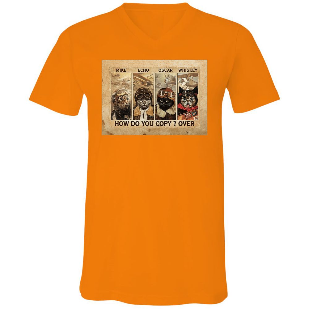 Unisex V-Neck T-Shirt - JG54EHYX - Orange - 11