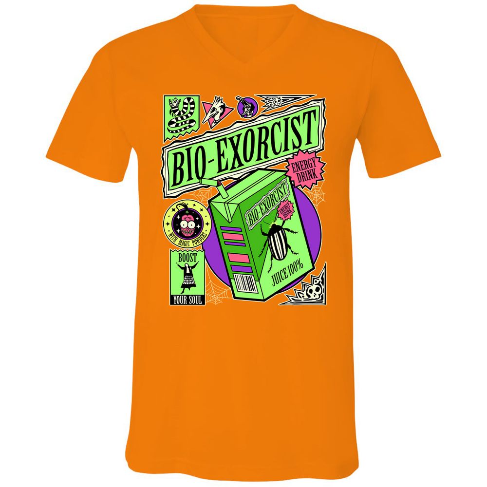 Unisex V-Neck T-Shirt - MJYZQLCX - Orange - 11