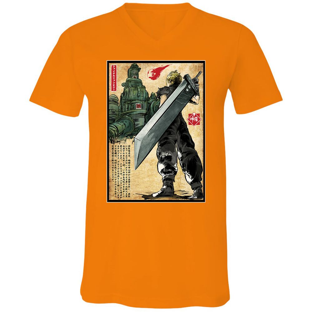 Unisex V-Neck T-Shirt - GKGG8FQ3 - Orange - 11
