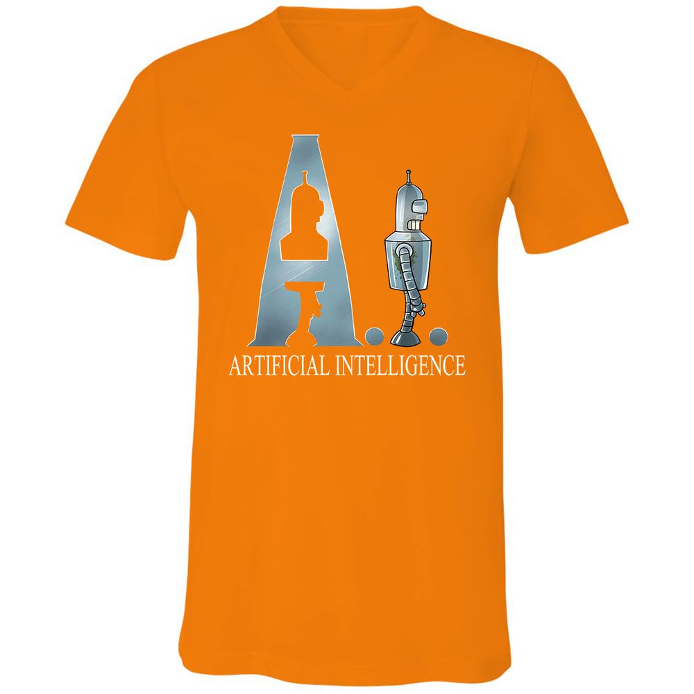 Unisex V-Neck T-Shirt - VZ78RP54 - Orange - 11