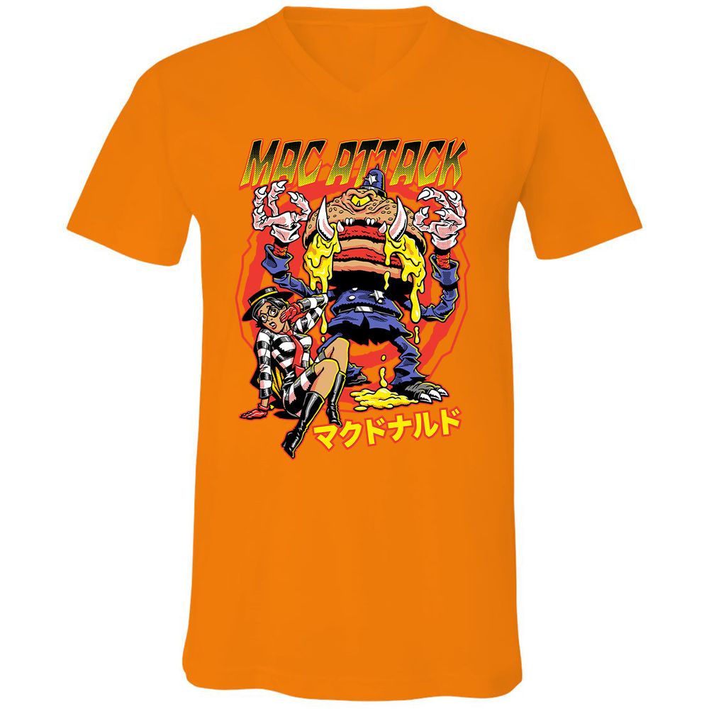 Unisex V-Neck T-Shirt - 22J7U54W - Orange - 11