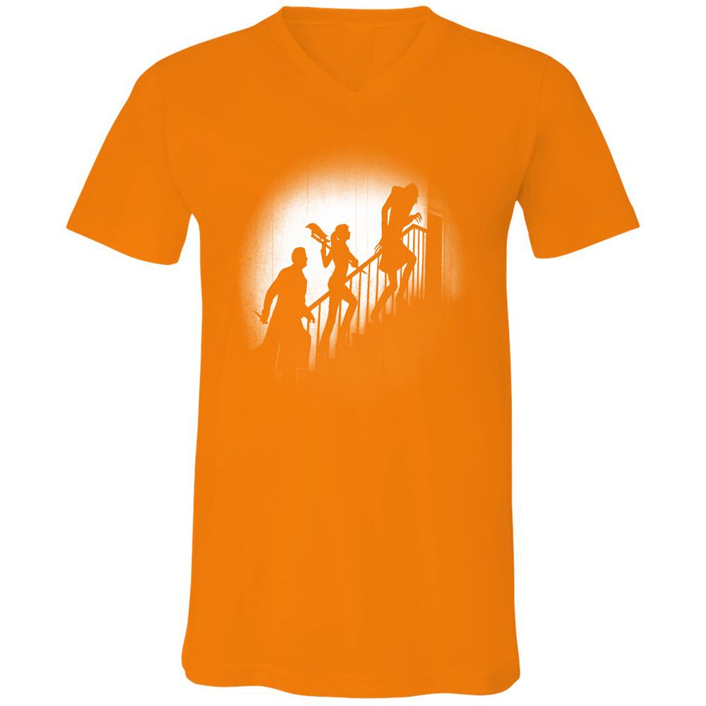 Unisex V-Neck T-Shirt - HCH9TXTT - Orange - 11