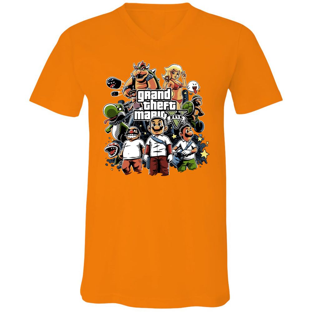 Unisex V-Neck T-Shirt - F39AGP7U - Orange - 11