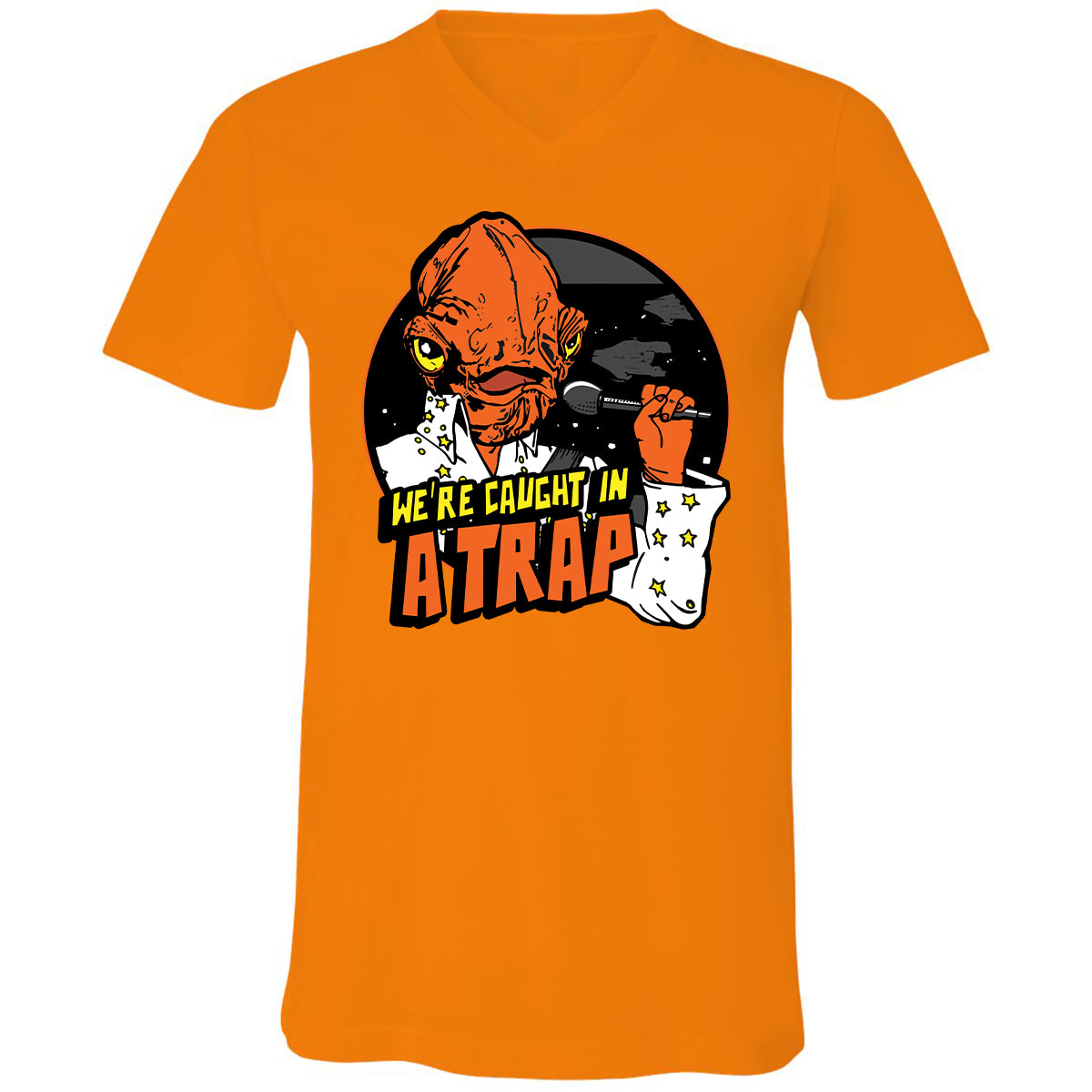 Unisex V-Neck T-Shirt - QXH12TQ2 - Orange - 11