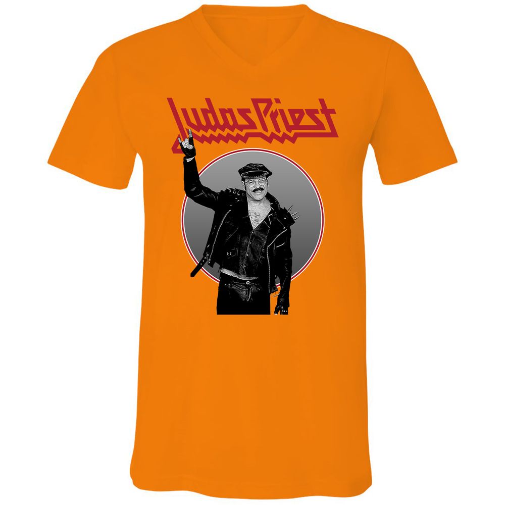 Unisex V-Neck T-Shirt - RYYBX5L7 - Orange - 11