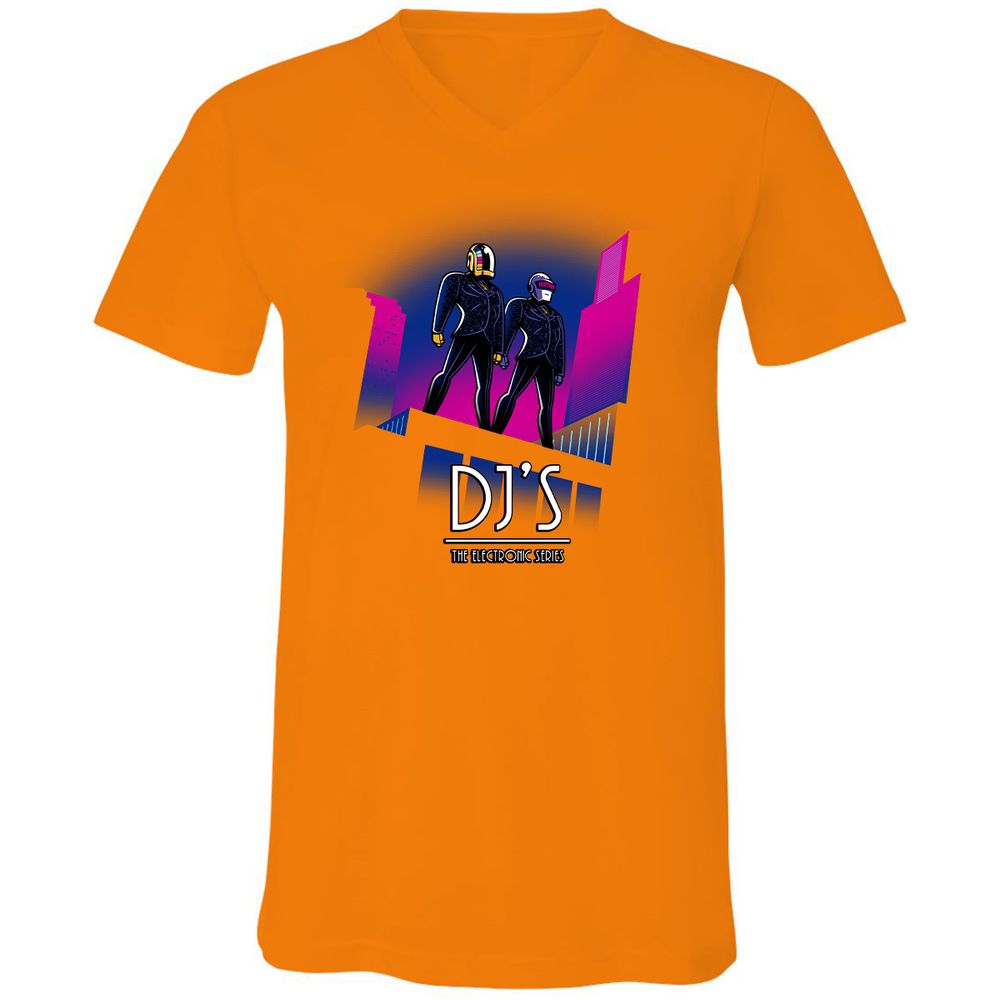 Unisex V-Neck T-Shirt - 4XWQ2HG3 - Orange - 11