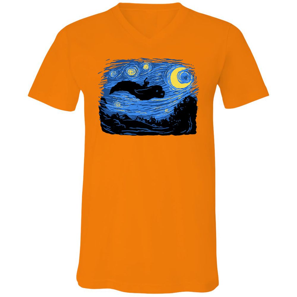 Unisex V-Neck T-Shirt - L2HUX48D - Orange - 11