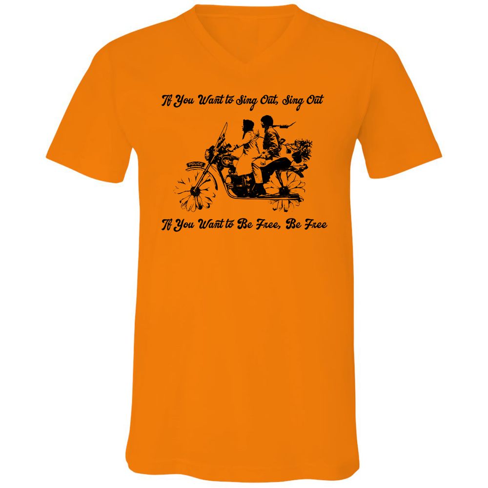 Unisex V-Neck T-Shirt - KY3AED8C - Orange - 11