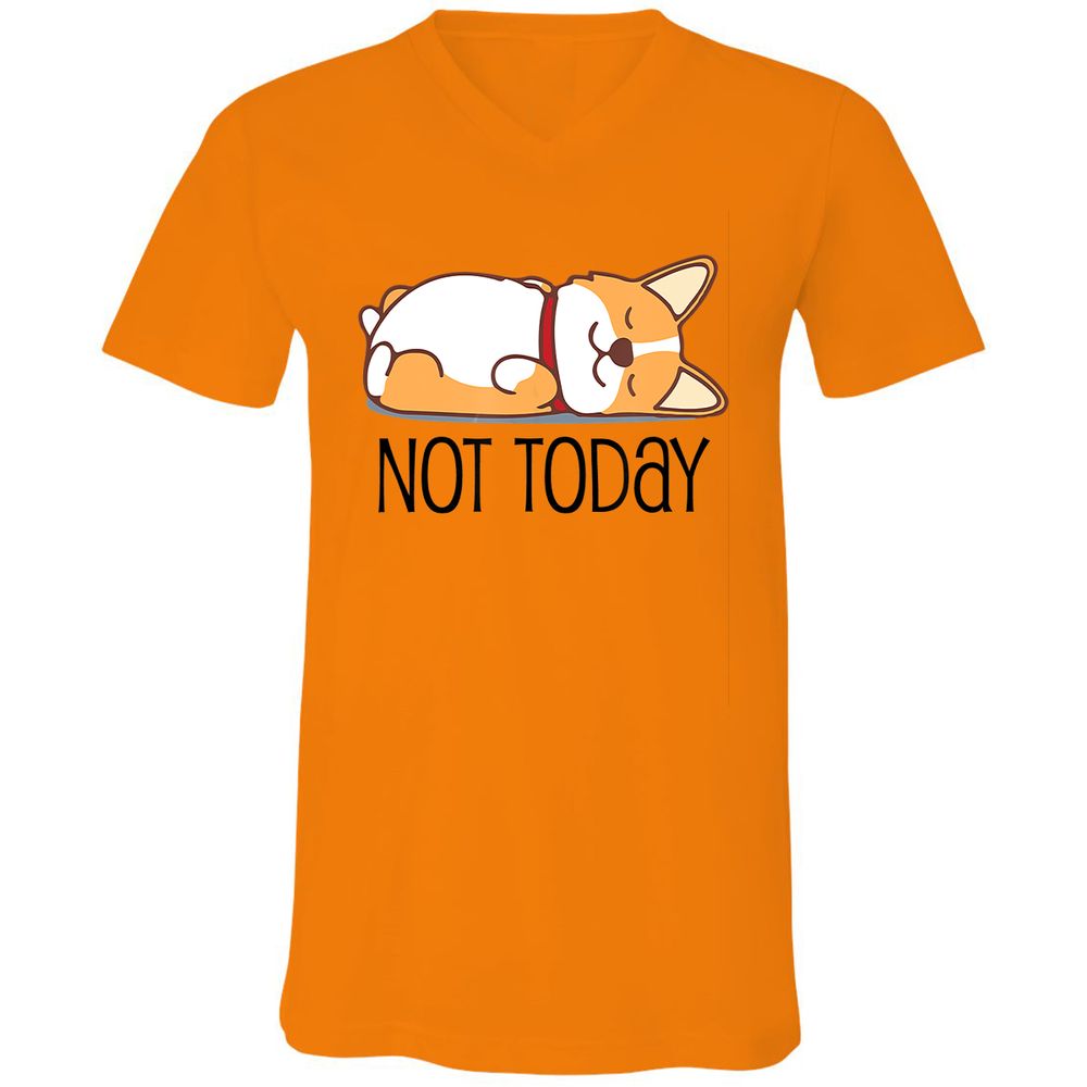 Unisex V-Neck T-Shirt - X984QRCB - Orange - 11