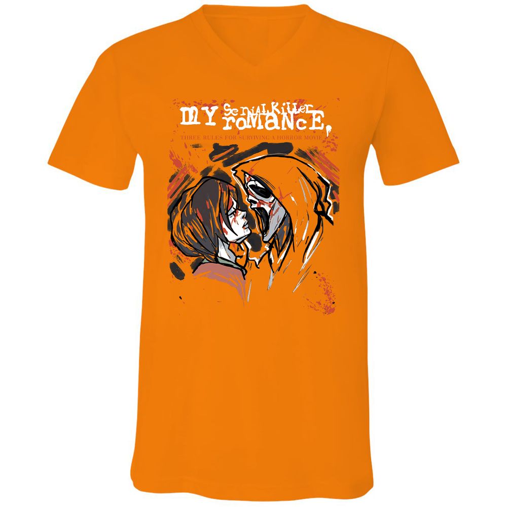 Unisex V-Neck T-Shirt - ZMH1YRED - Orange - 11